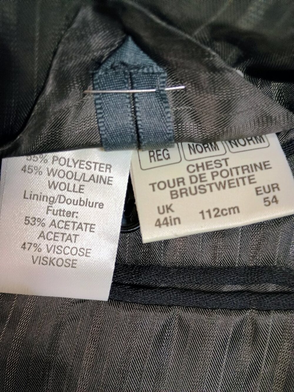 VTG R.I. Clothing Company Size 44R Black Wool-Blead Sportscoat Blazer - Picture 3 of 7